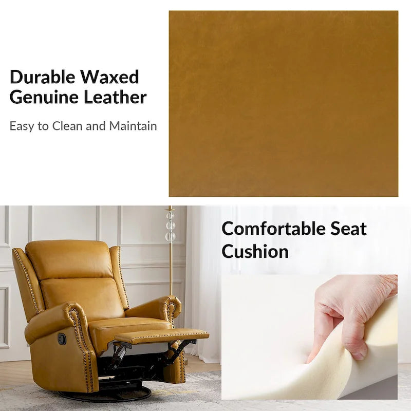 Fauteuil inclinable, pivotant et coulissant traditionnel en cuir véritable, coloris bordeaux/sellier/camel/noir/expresso, lot de 2