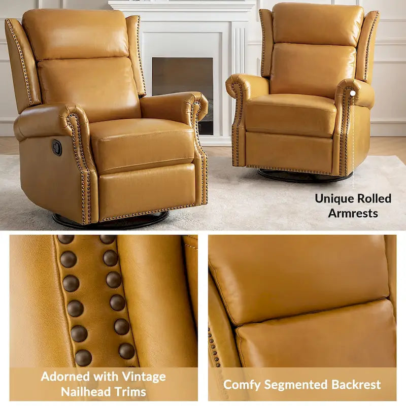 Fauteuil inclinable, pivotant et coulissant traditionnel en cuir véritable, coloris bordeaux/sellier/camel/noir/expresso, lot de 2