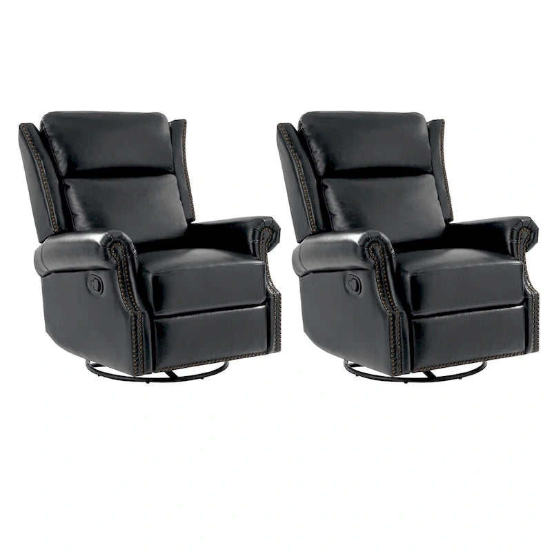 Fauteuil inclinable, pivotant et coulissant traditionnel en cuir véritable, coloris bordeaux/sellier/camel/noir/expresso, lot de 2