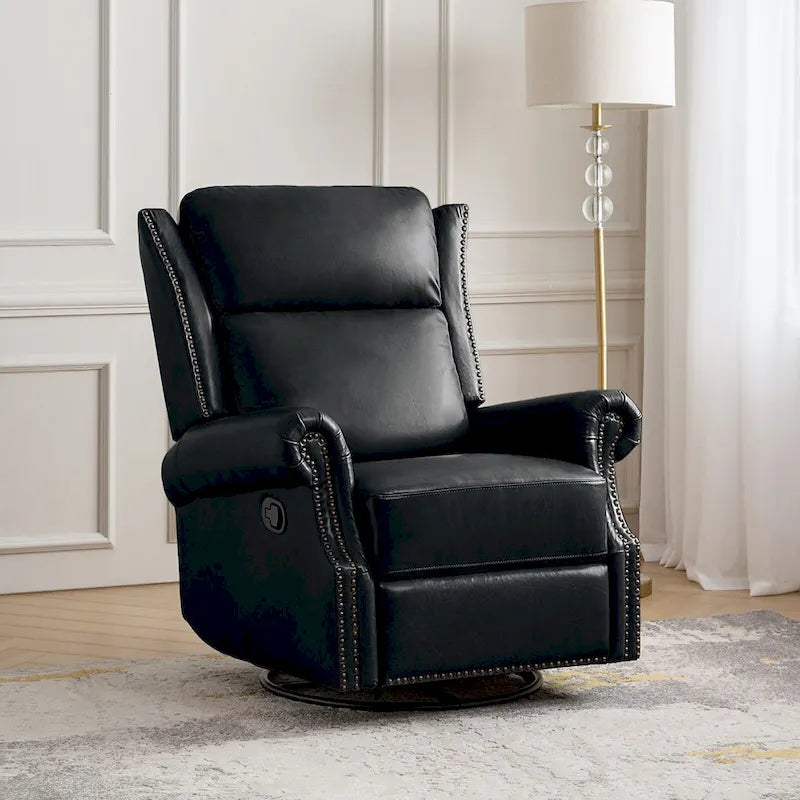 Fauteuil inclinable, pivotant et coulissant traditionnel en cuir véritable, coloris bordeaux/sellier/camel/noir/expresso, lot de 2