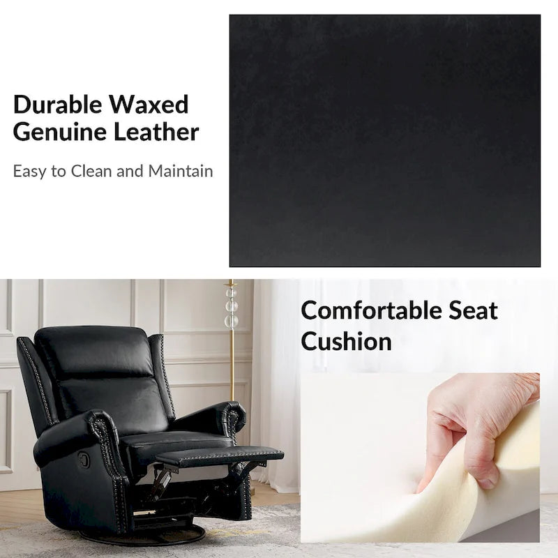 Fauteuil inclinable, pivotant et coulissant traditionnel en cuir véritable, coloris bordeaux/sellier/camel/noir/expresso, lot de 2