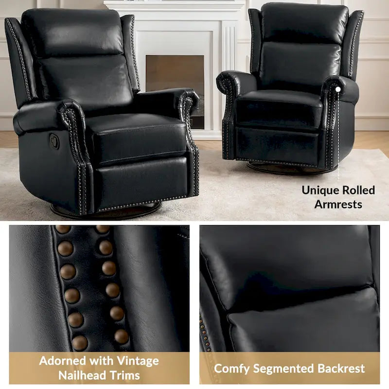 Fauteuil inclinable, pivotant et coulissant traditionnel en cuir véritable, coloris bordeaux/sellier/camel/noir/expresso, lot de 2