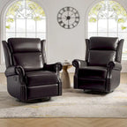 Fauteuil inclinable, pivotant et coulissant traditionnel en cuir véritable, coloris bordeaux/sellier/camel/noir/expresso, lot de 2