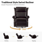 Fauteuil inclinable, pivotant et coulissant traditionnel en cuir véritable, coloris bordeaux/sellier/camel/noir/expresso, lot de 2