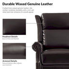 Fauteuil inclinable, pivotant et coulissant traditionnel en cuir véritable, coloris bordeaux/sellier/camel/noir/expresso, lot de 2