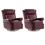 Fauteuil inclinable, pivotant et coulissant traditionnel en cuir véritable, coloris bordeaux/sellier/camel/noir/expresso, lot de 2