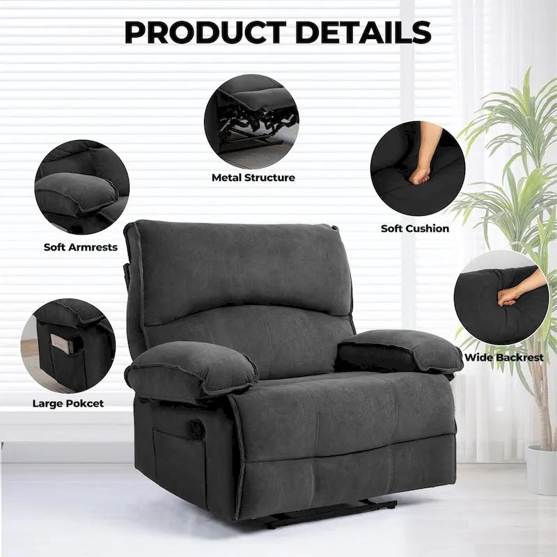 Fauteuil inclinable à dossier basculant marron/gris, une place