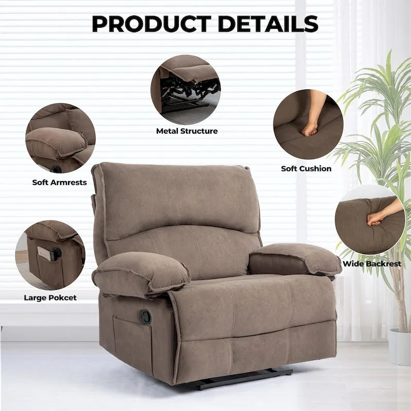 Fauteuil inclinable à dossier basculant marron/gris, une place