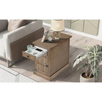 Table d'appoint vintage marron antique/espresso avec port USB et tiroir, 1 personne