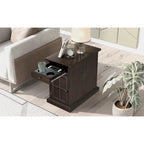 Table d'appoint vintage marron antique/espresso avec port USB et tiroir, 1 personne