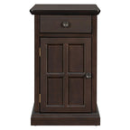 Table d'appoint vintage marron antique/espresso avec port USB et tiroir, 1 personne