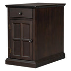 Table d'appoint vintage marron antique/espresso avec port USB et tiroir, 1 personne