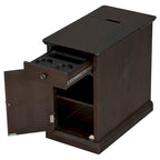 Table d'appoint vintage marron antique/espresso avec port USB et tiroir, 1 personne