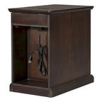 Table d'appoint vintage marron antique/espresso avec port USB et tiroir, 1 personne