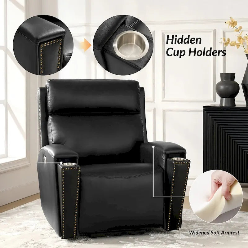 Fauteuil inclinable massant et chauffant électrique, noir/marron, pour 1 personne
