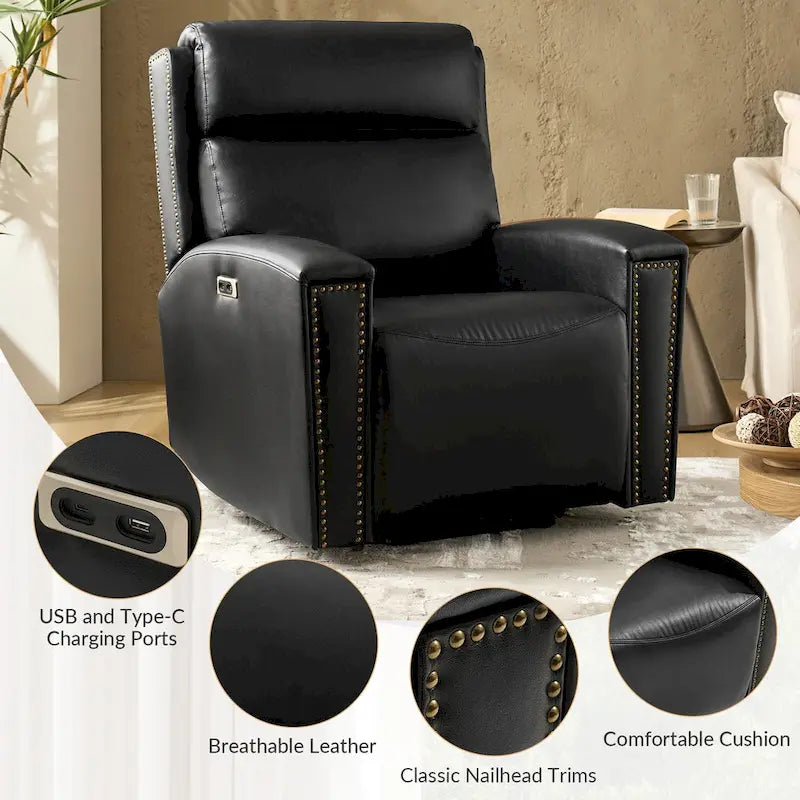 Fauteuil inclinable massant et chauffant électrique, noir/marron, pour 1 personne