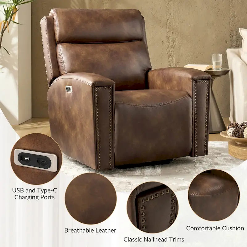 Fauteuil inclinable massant et chauffant électrique, noir/marron, pour 1 personne