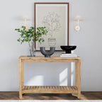 Console en bois massif noir de style transitionnel avec étagère ouverte