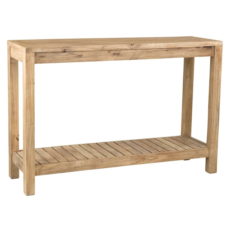 Console en bois massif noir de style transitionnel avec étagère ouverte