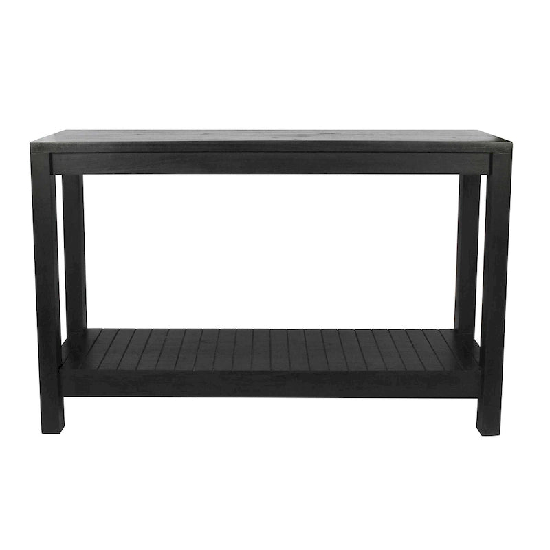 Console en bois massif noir de style transitionnel avec étagère ouverte