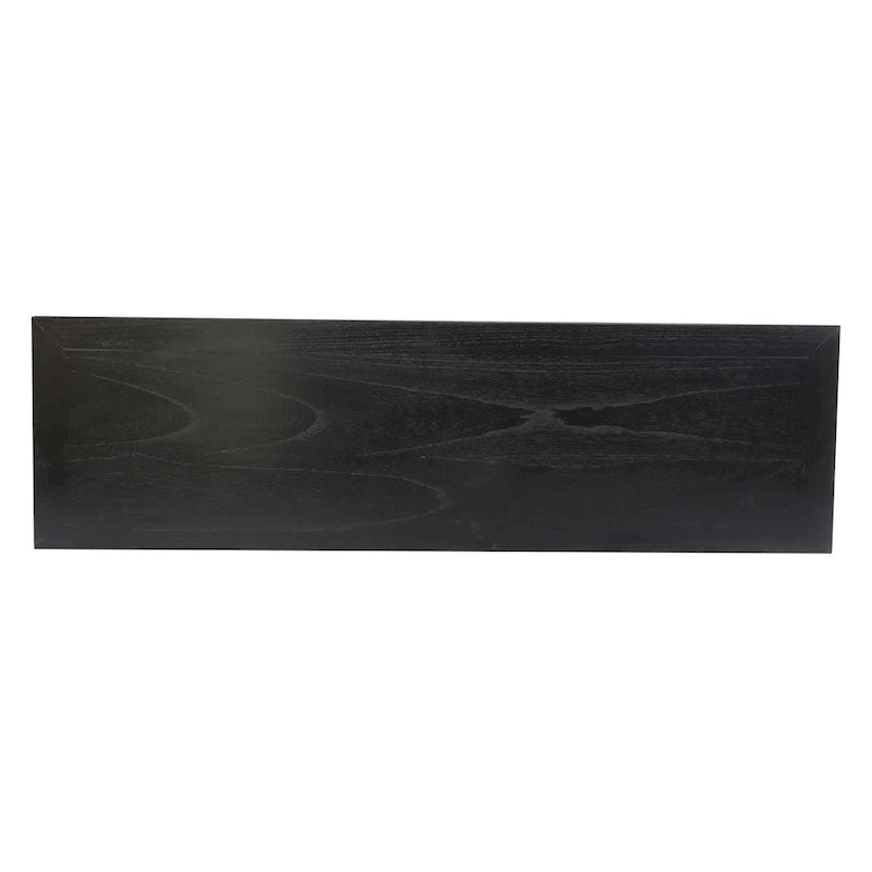 Console en bois massif noir de style transitionnel avec étagère ouverte