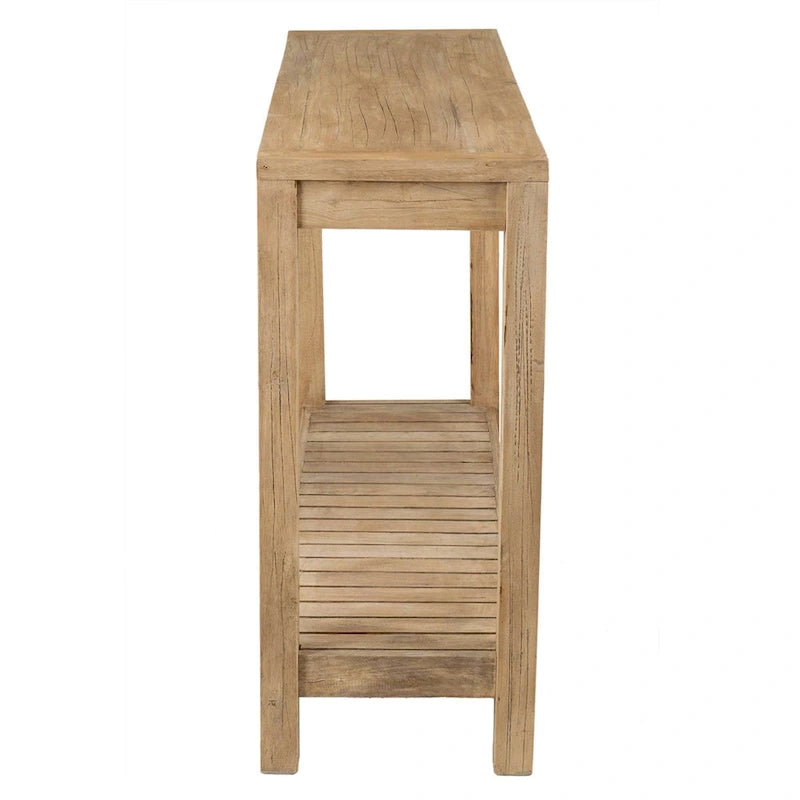 Console en bois massif noir de style transitionnel avec étagère ouverte