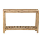 Console en bois massif noir de style transitionnel avec étagère ouverte